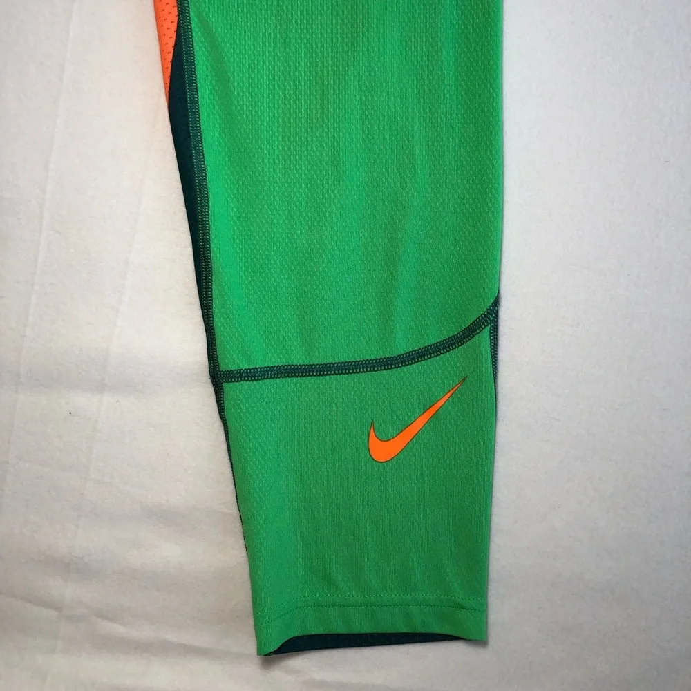 NIKE Pro Combat Limited Edition Men’s Green/Orange Hypercool 3/4 Thights Medium